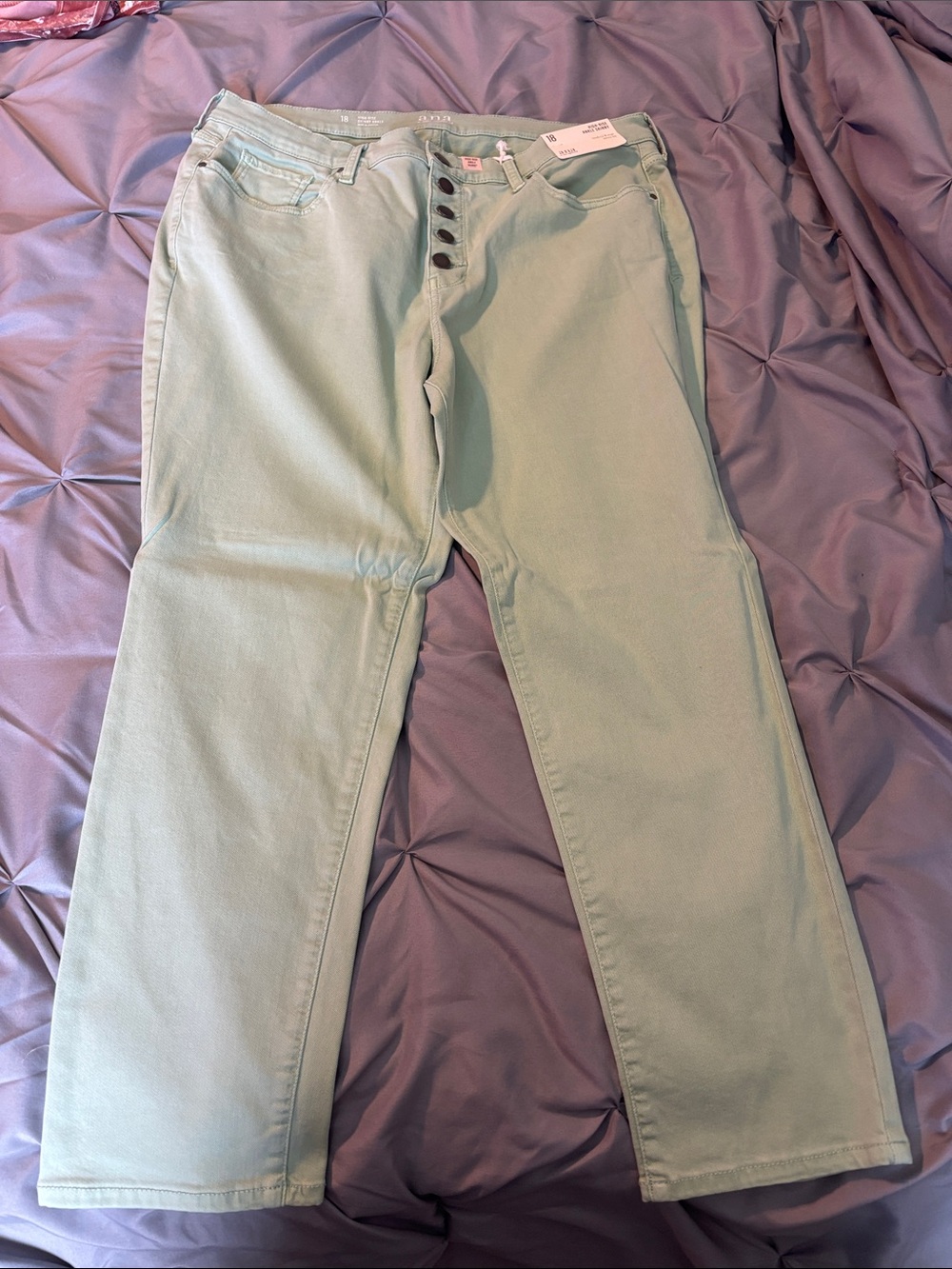 a.n.a Mint Green High-Rise Button-Fly Jeans